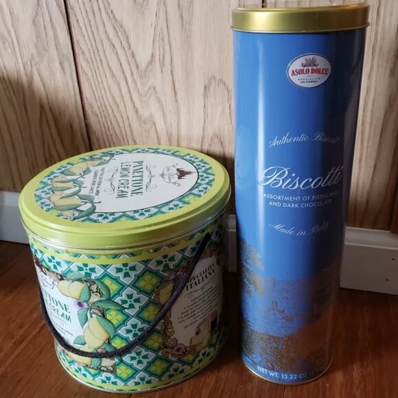 Decorative or storage tins 5-pc lot French and Italian - Picture 3 of 4